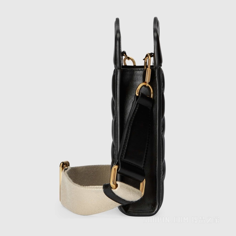 GG Matelassé系列迷你手提包 黑色皮革