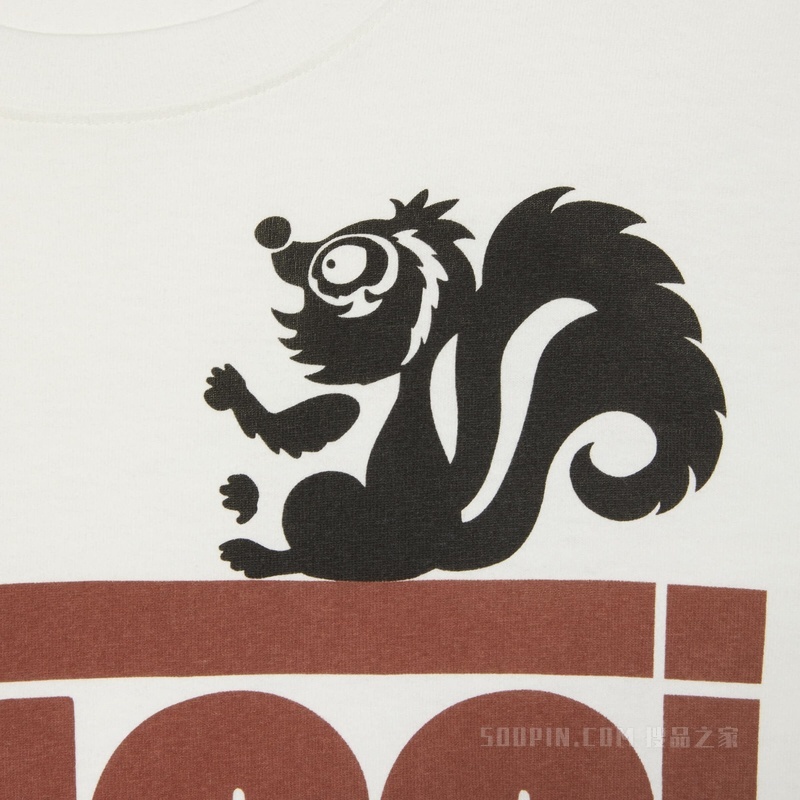 复古Gucci臭鼬印花T恤 米白色