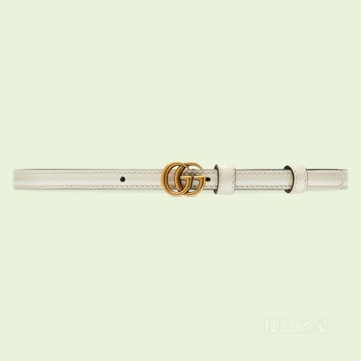 饰双G漆皮窄版腰带 白色皮革