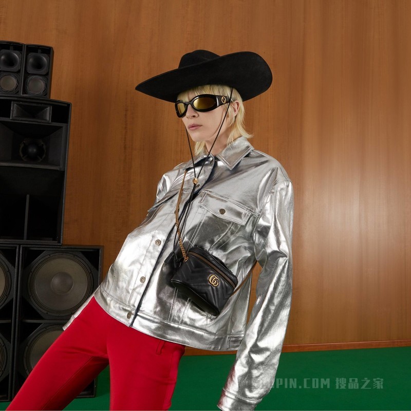 GG Marmont系列迷你手提包 黑色皮革