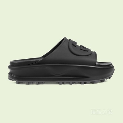 女士互扣式双G拖鞋 黑色橡胶