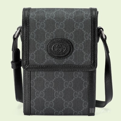 互扣式双G迷你手袋 黑色GG Supreme帆布