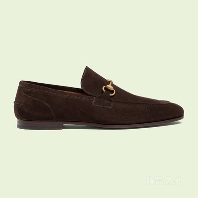 Gucci Jordaan系列男士乐福鞋 深棕色绒面材质