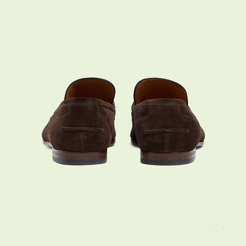 Gucci Jordaan系列男士乐福鞋 深棕色绒面材质