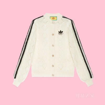 adidas x Gucci联名系列马海毛针织开衫 象牙白色