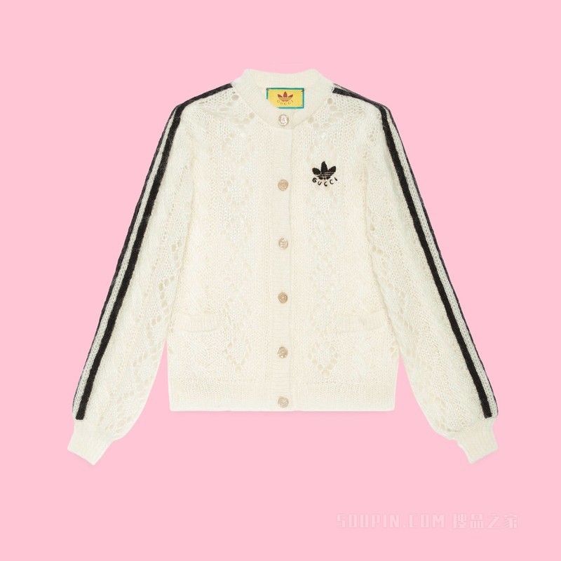 adidas x Gucci联名系列马海毛针织开衫 象牙白色