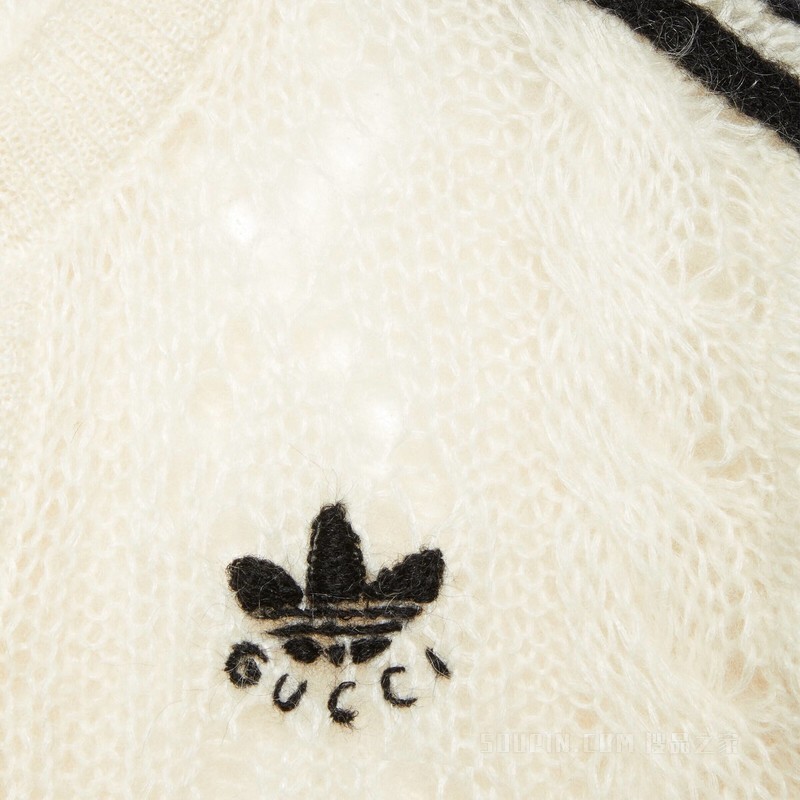 adidas x Gucci联名系列马海毛针织开衫 象牙白色