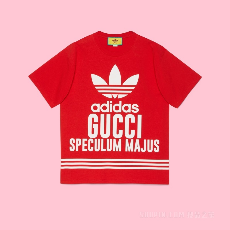 adidas x Gucci联名系列针织棉T恤 红色