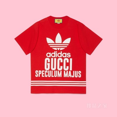adidas x Gucci联名系列针织棉T恤 红色