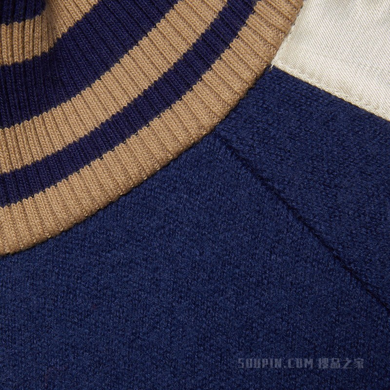 针织羊毛拉链夹克 蓝色