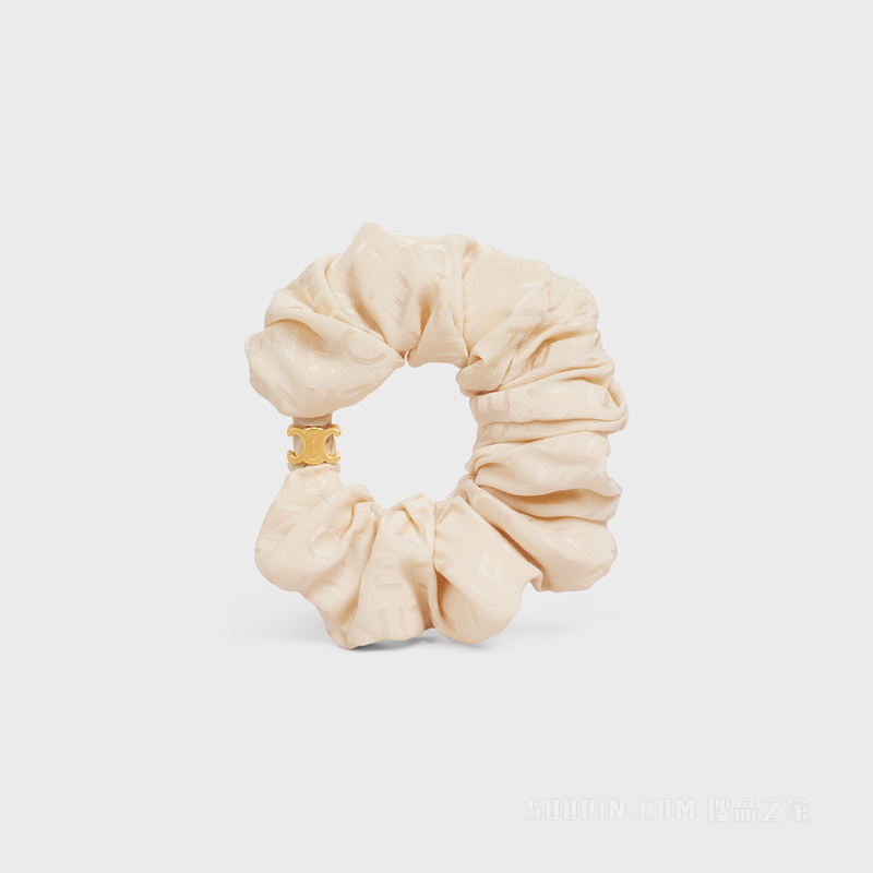 SCRUNCHY TRIOMPHE大号金色饰面黄铜和米色桑蚕丝发带 23704