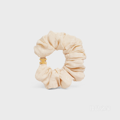 SCRUNCHY TRIOMPHE大号金色饰面黄铜和米色桑蚕丝发带 23704