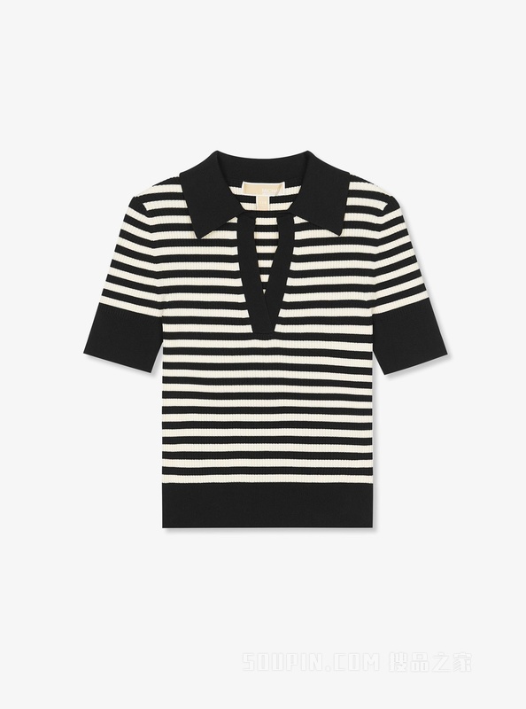 条纹翻领 Polo 衫