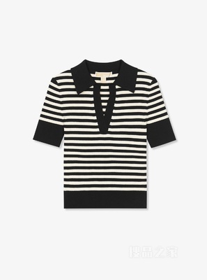 条纹翻领 Polo 衫