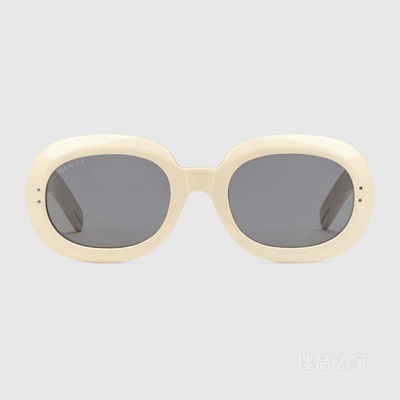 Gucci HA HA HA特别系列椭圆形镜框太阳眼镜 白色醋纤