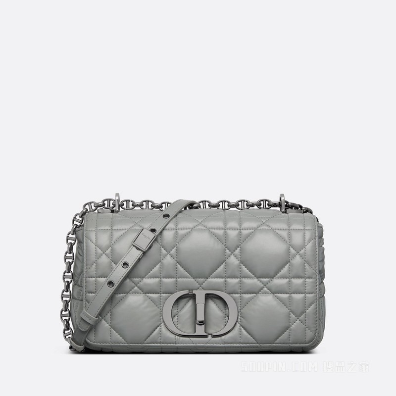 中号 Dior Caro 手袋 灰色牛皮革绗缝效果超大藤格纹
