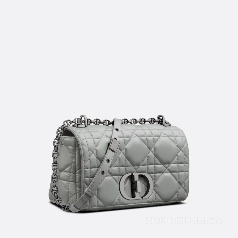 中号 Dior Caro 手袋 灰色牛皮革绗缝效果超大藤格纹