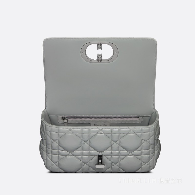 中号 Dior Caro 手袋 灰色牛皮革绗缝效果超大藤格纹