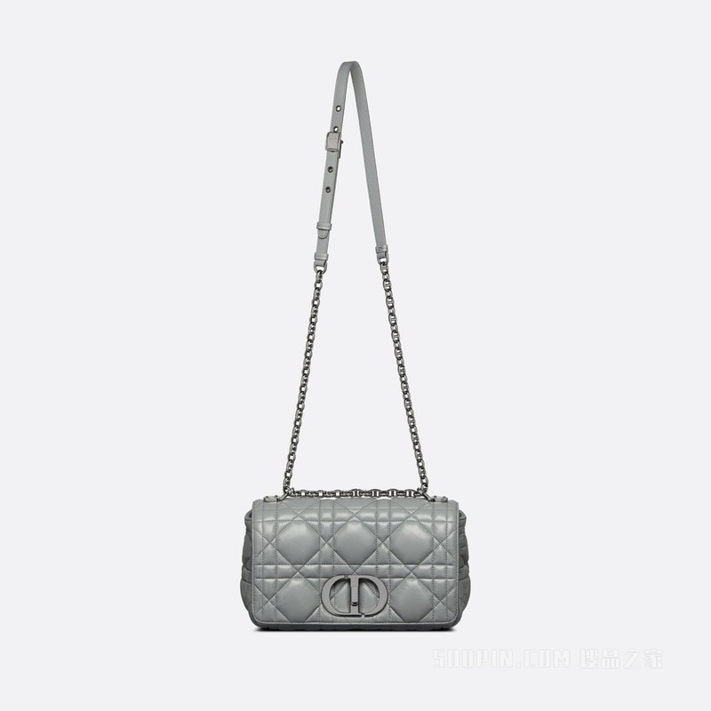 中号 Dior Caro 手袋 灰色牛皮革绗缝效果超大藤格纹