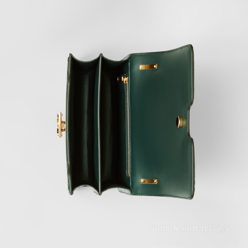 TB 压花皮革小号专属标识锁扣包 (深绿色) - 女士