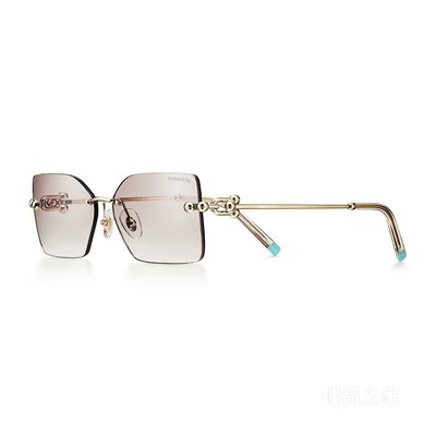 Tiffany HardWear 系列香槟色镜片金色金属镜框太阳镜