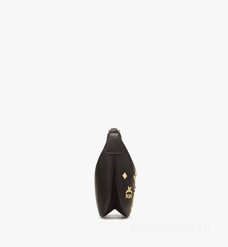 Mini Aren金色羊皮革半月形Hobo包
