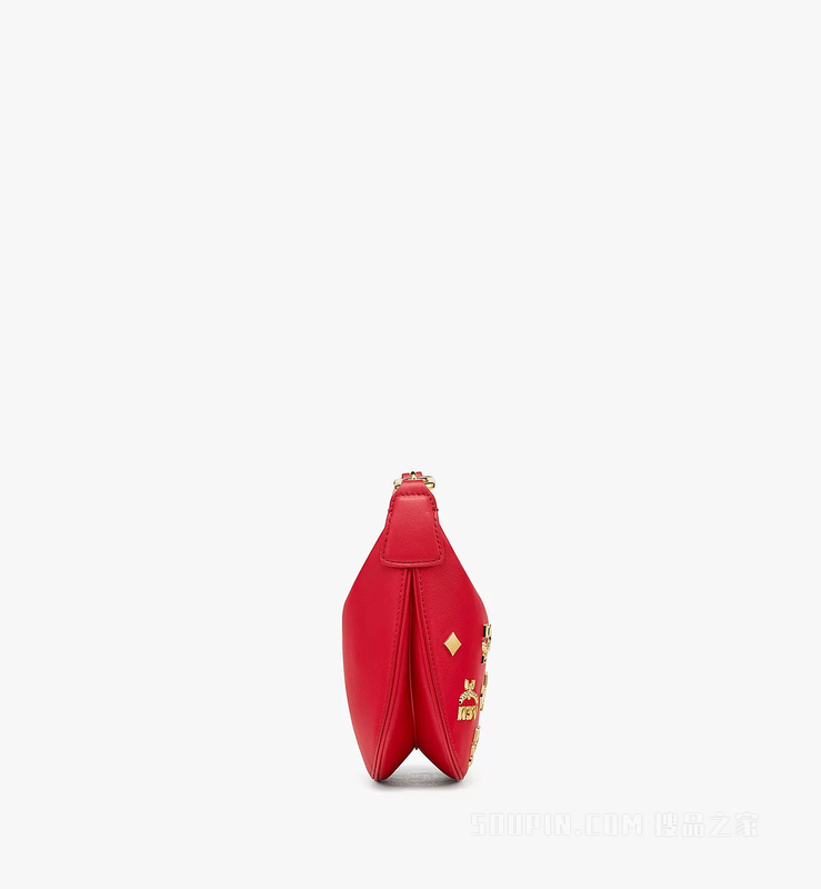 Mini Aren金色羊皮革半月形Hobo包
