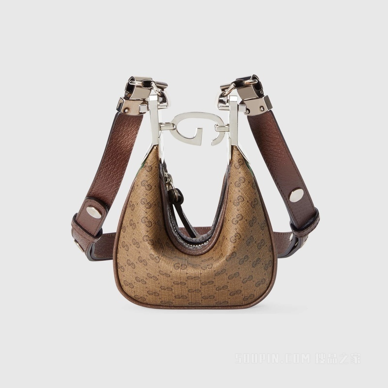 Gucci Attache系列迷你手袋 米色和乌木色帆布