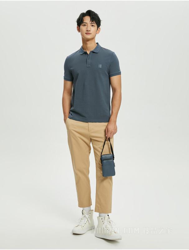 Calvin Klein 22早秋新款男士休闲LOGO标牌纯棉透气翻领短袖POLO衫J321527