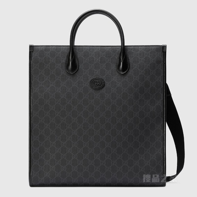 互扣式双G中号托特包 黑色Supreme帆布