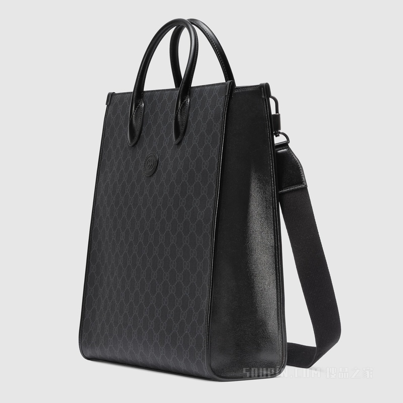 互扣式双G中号托特包 黑色Supreme帆布