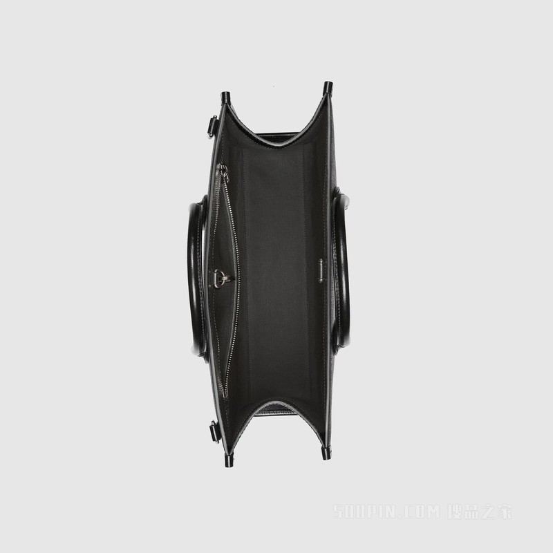 互扣式双G中号托特包 黑色Supreme帆布