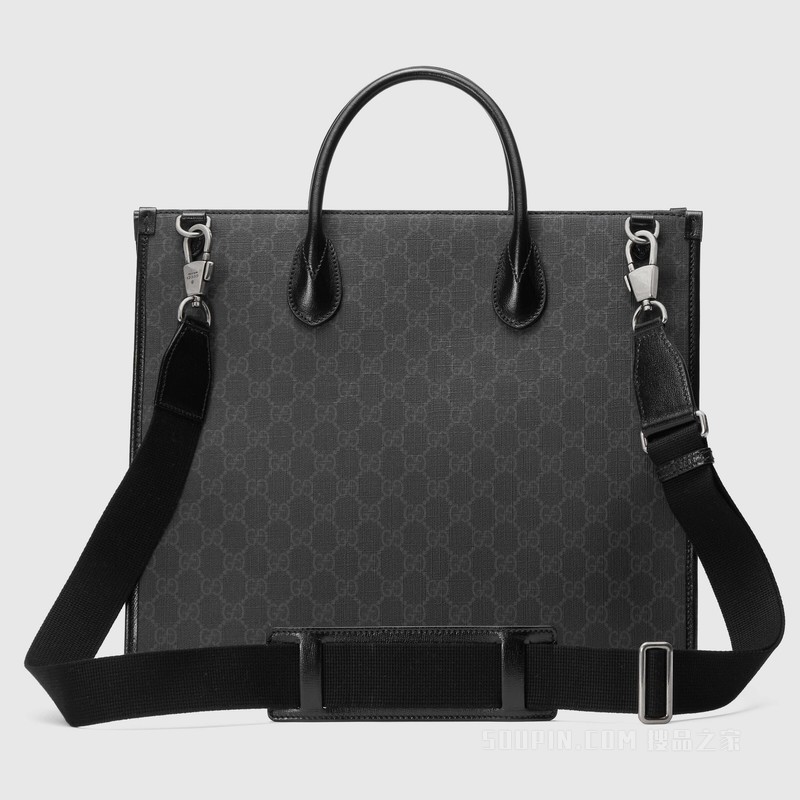 互扣式双G中号托特包 黑色Supreme帆布