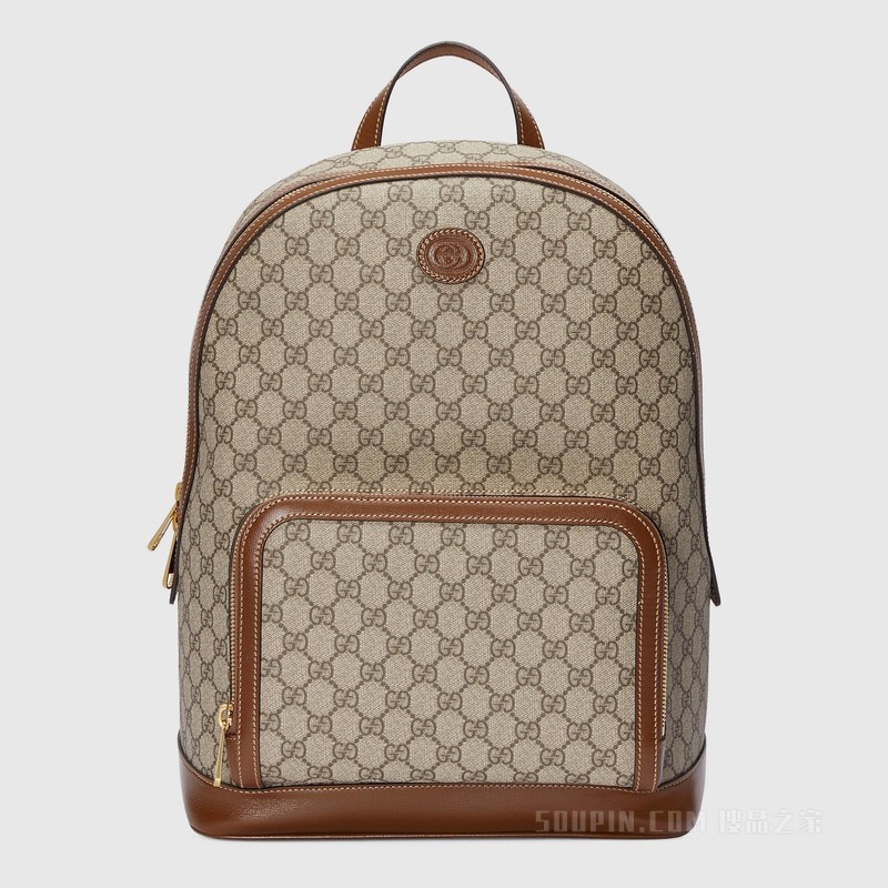 互扣式双G背包 米色和乌木色Supreme帆布