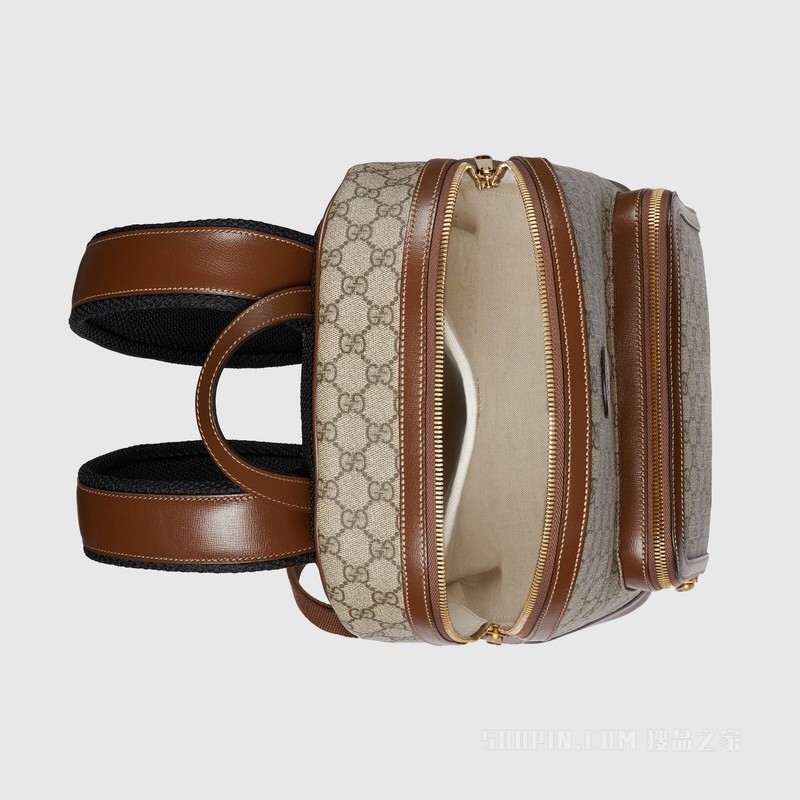 互扣式双G背包 米色和乌木色Supreme帆布