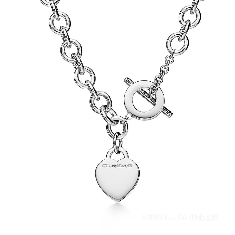 Return to Tiffany™ 系列纯银镶钻心形吊饰项链，中号