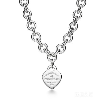 Return to Tiffany™ 系列纯银镶钻心形吊饰项链，中号