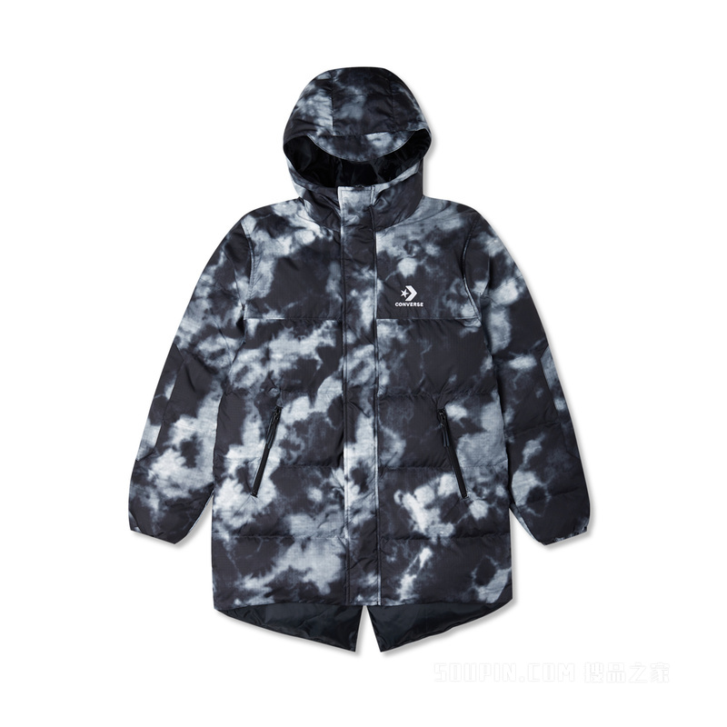 【男子】冬季保暖羽绒服潮流印花外套 男款 黑色