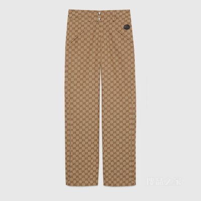 GG棉质帆布长裤 驼色和棕色