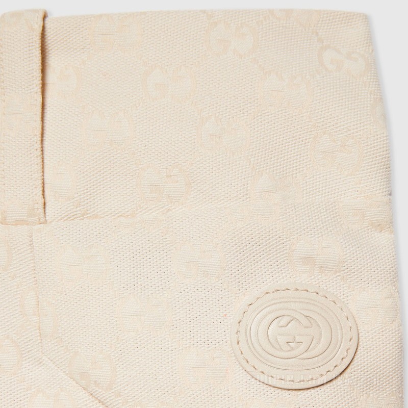 GG棉质帆布长裤 象牙白色