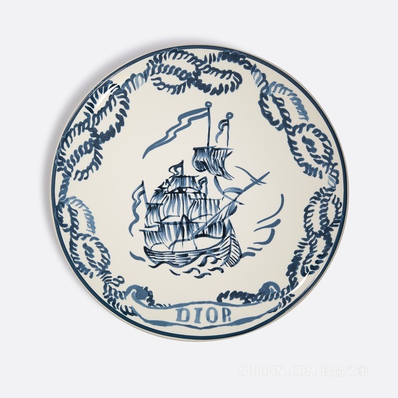圆形餐盘 二零二三早春系列蓝色 Boat 图案