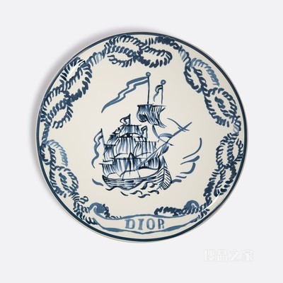 圆形餐盘 二零二三早春系列蓝色 Boat 图案