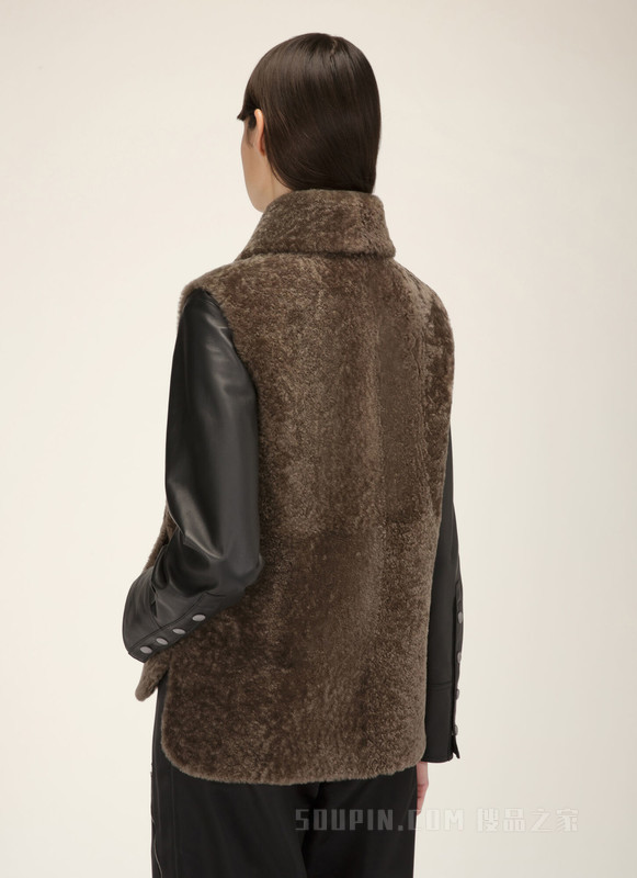 Shearling Vest 棕色毛羊皮背心