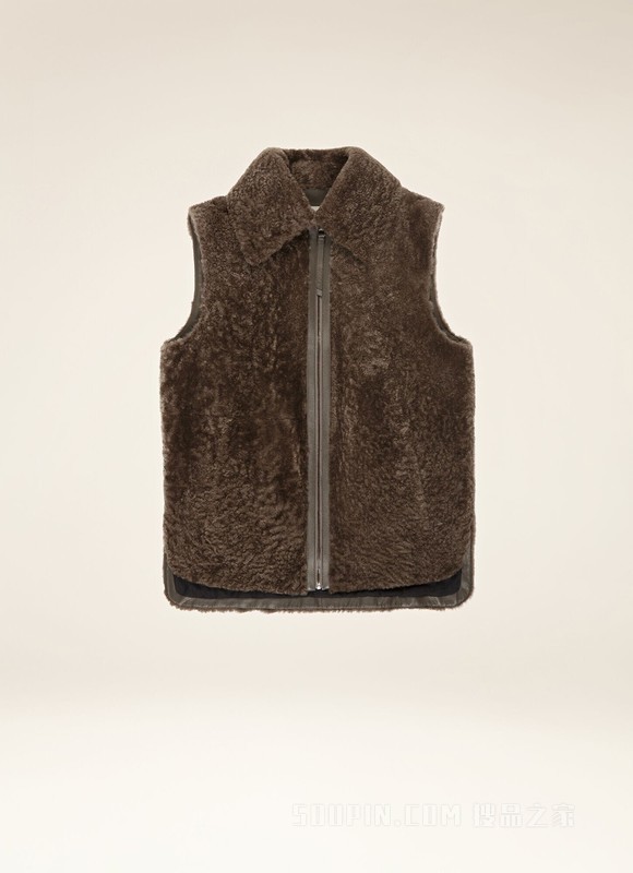 Shearling Vest 棕色毛羊皮背心