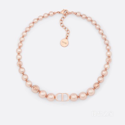 30 Montaigne 短项链 粉色饰面金属和粉色树脂珠饰