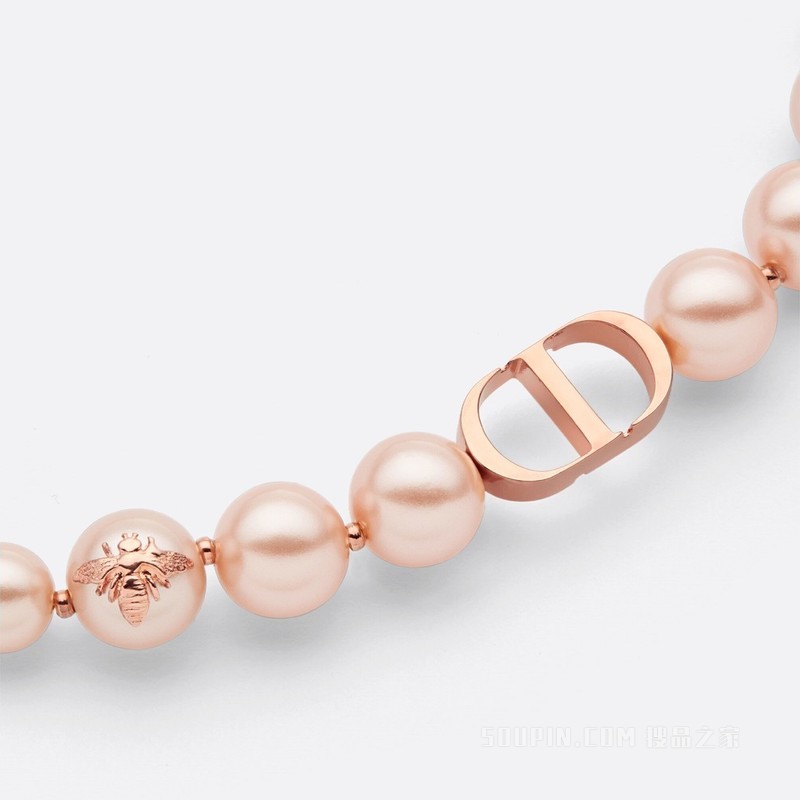 30 Montaigne 短项链 粉色饰面金属和粉色树脂珠饰