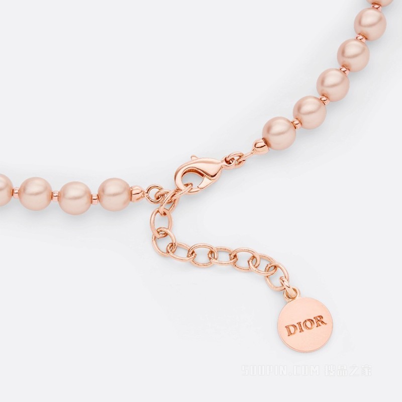 30 Montaigne 短项链 粉色饰面金属和粉色树脂珠饰