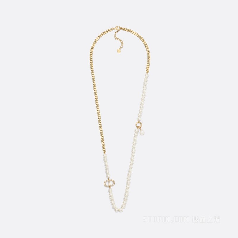 30 Montaigne 长款项链 金色饰面金属和银色调仿水晶装饰