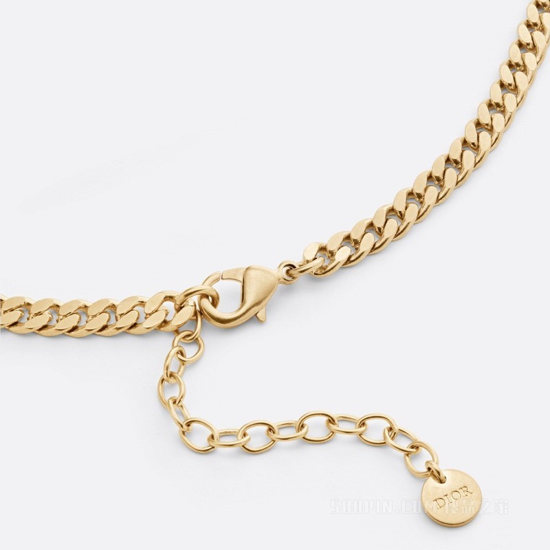 30 Montaigne 长款项链 金色饰面金属和银色调仿水晶装饰