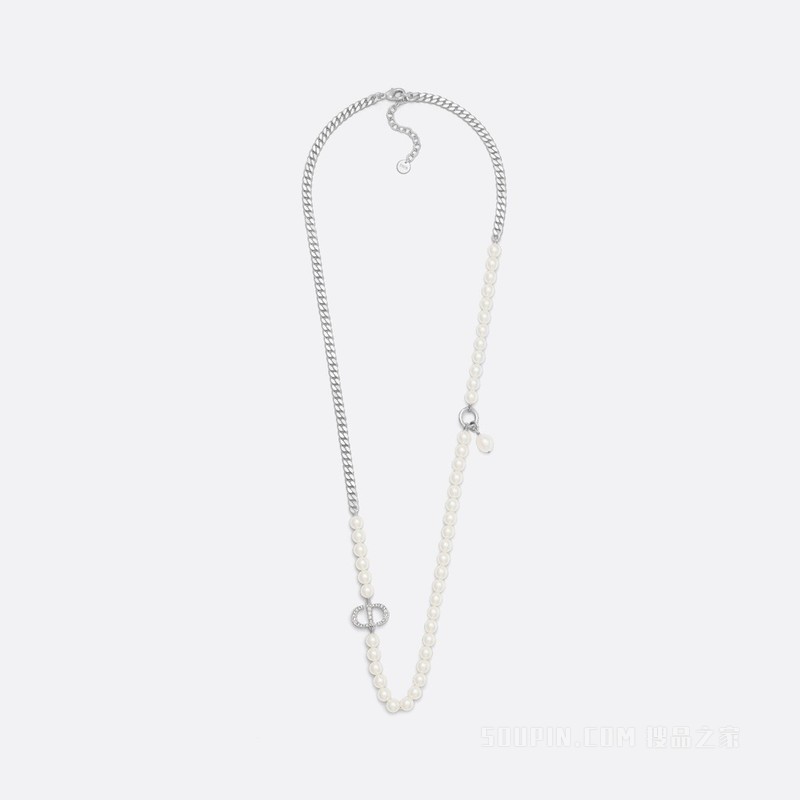 30 Montaigne 长款项链 银色饰面金属和银色调仿水晶装饰